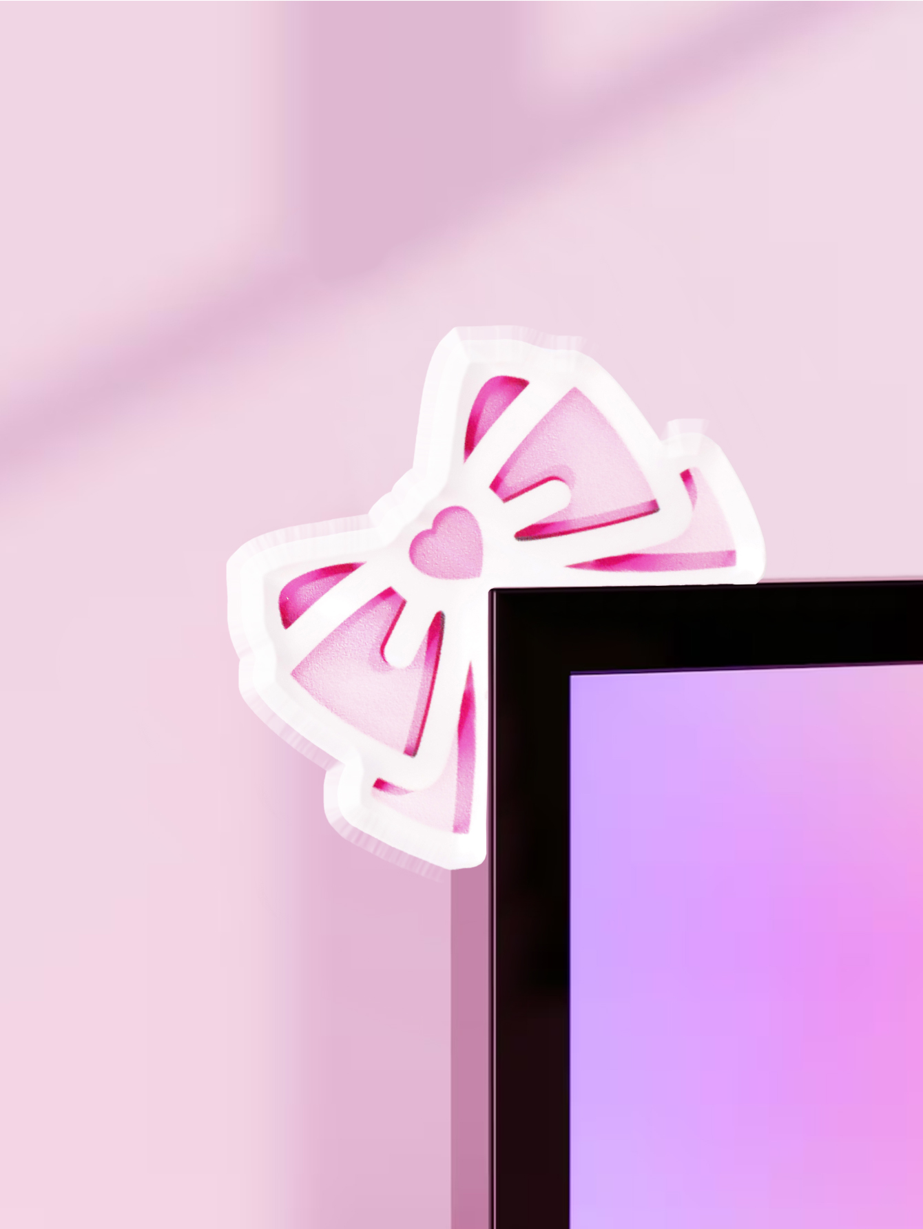 Tablet Lap Desk - Kawaii Bow Monitor Décor Rose Acrylique